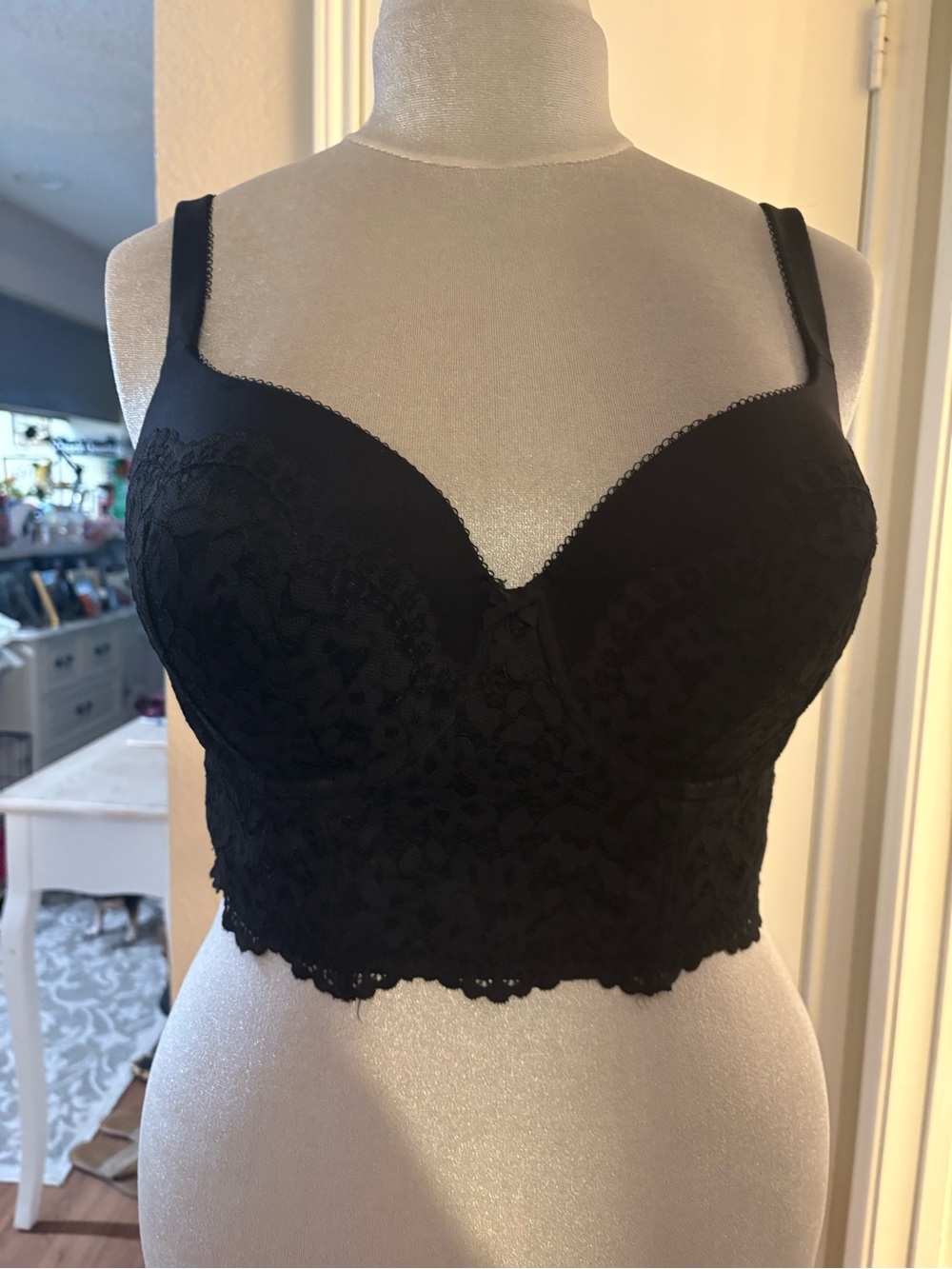 Victoria's Secret Black Lace Longline Bra Top